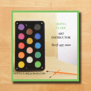 Soft Green Artist/Tutor/ Educator Art teacher Square Business Card