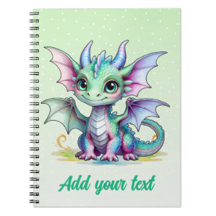 Soft Green Baby Dragon – Custom Name Notebook