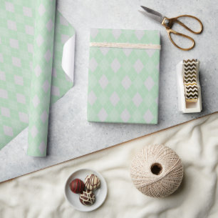 Soft Green Baby St Patrick's Day Small Argyle Wrapping Paper