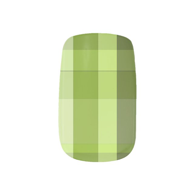 Soft Green Blended Plaid Nail Art Decals (Left Thumb)