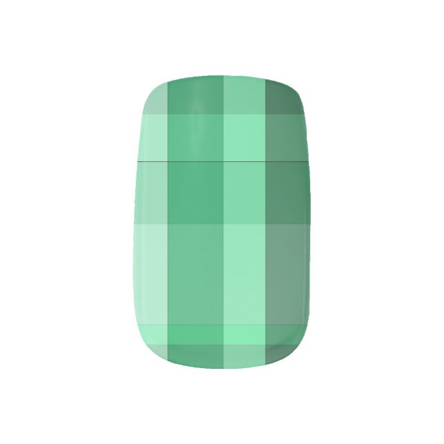 Soft Green Blended Plaid Nail Art Decals (Left Thumb)