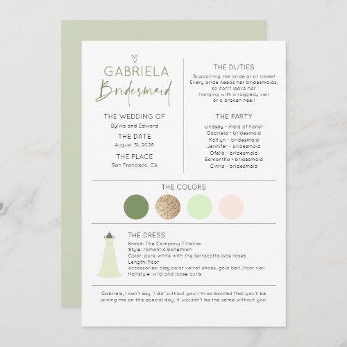 Soft Green Bridesmaid Proposal  Information