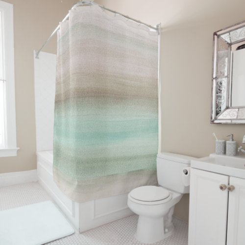Soft Green Brown Watercolor Dream 1 painting  Shower Curtain