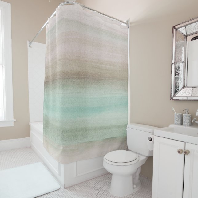 Soft Green Brown Watercolor Dream #1 #painting  Shower Curtain (In Situ)