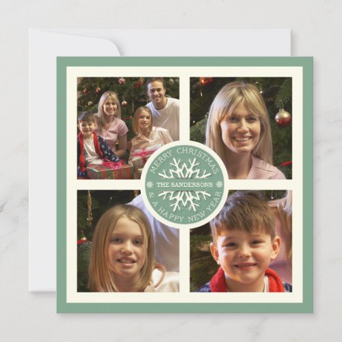 Soft Green Christmas Snowflake Photo Card