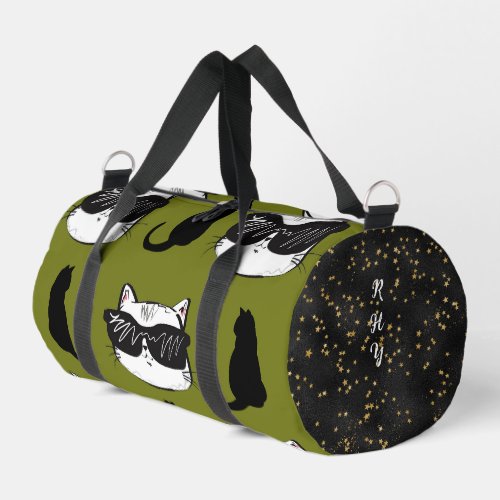 Soft Green Cool Cats Print Cut Sew Bag