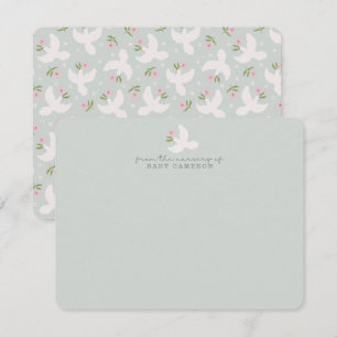 Soft Green Dove Floral Nursery Note Card