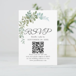 Soft Green Eucalyptus Watercolor Rustic Wedding RSVP Card