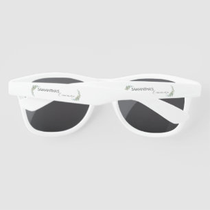Soft Green Eucalyptus Watercolor Rustic Wedding Sunglasses