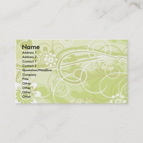 Soft Green Floral and Swirl Pattern Business Card Templates