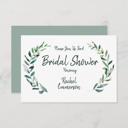 Soft Green Floral Wreath Bridal Shower Invitation