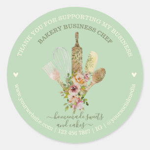 Soft Green Food Store Catering Bakery Chef Classic Round Sticker