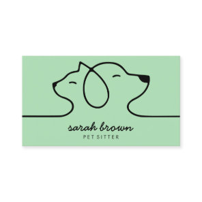 Soft Green Linear Logo Dog Cat Pet Business Card