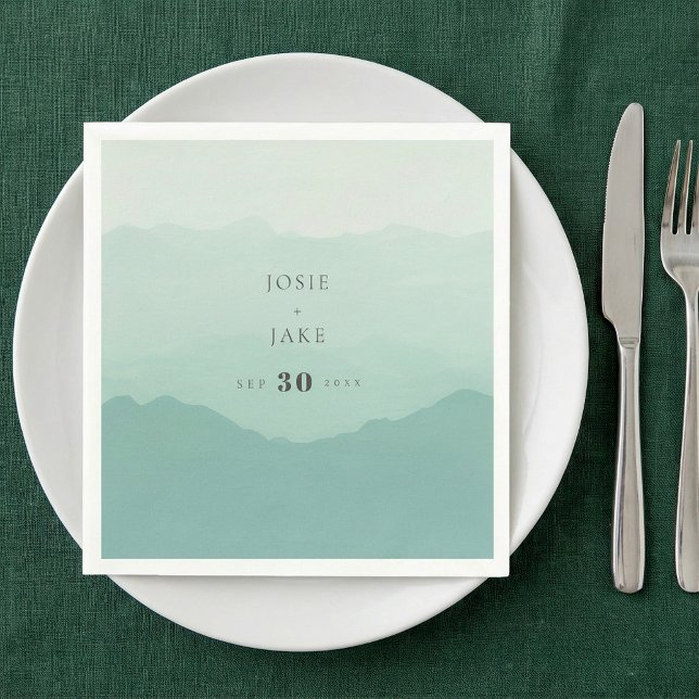 Soft green mountains wedding napkin (Soft green mountains wedding napkin.)