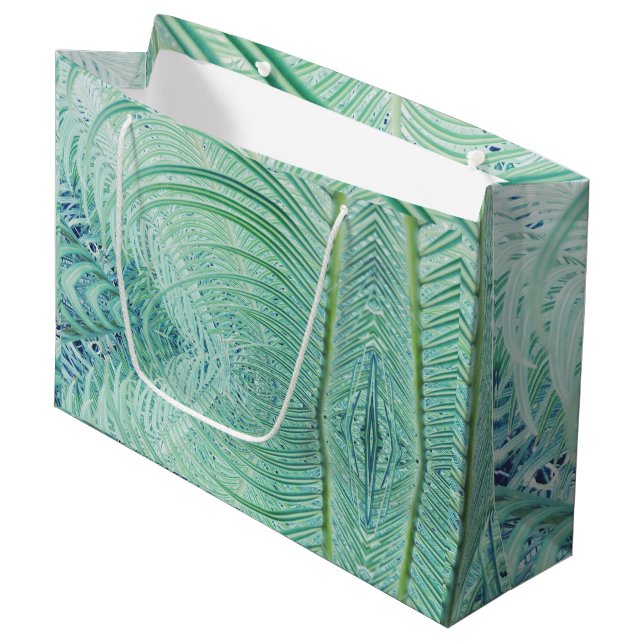 Soft Green Palm Tree Leaf Pattern Gift Favor Bag (Front Angled)
