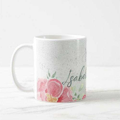 Soft Green & Pink Glitter Floral Sweet Sixteen Bir