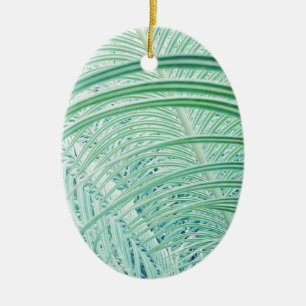 Soft Green Plant Palm Leaf Ceramic Ornament