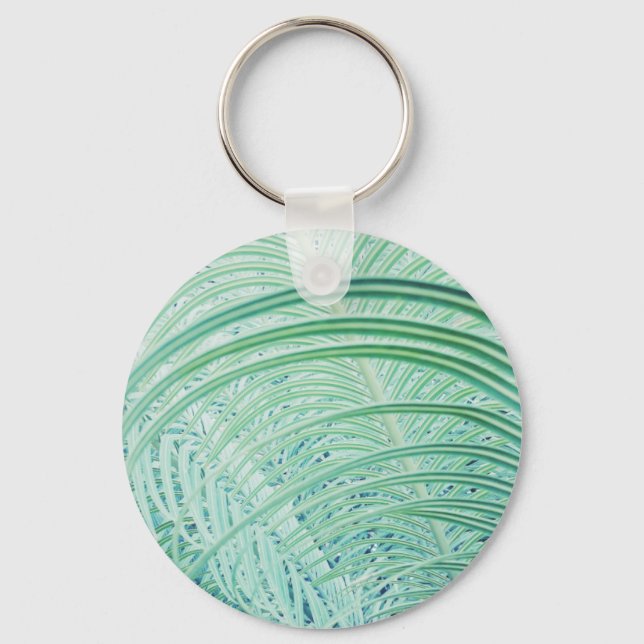 Soft Green Plant Palm Leaf Keychain (Front)