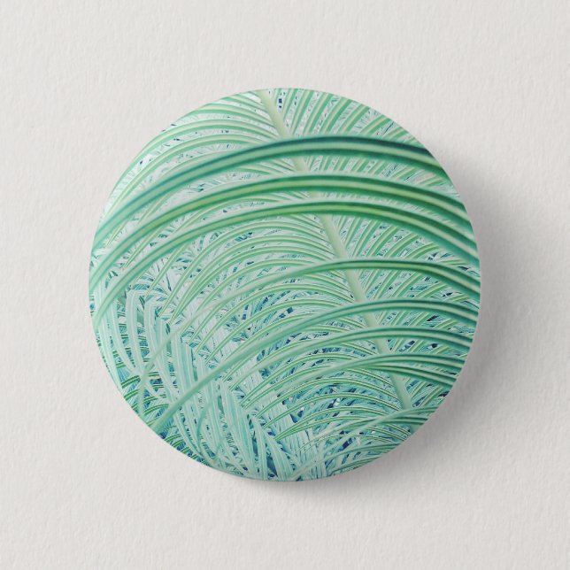 Soft Green Plant Palm Leaf Pinback Button (Front)