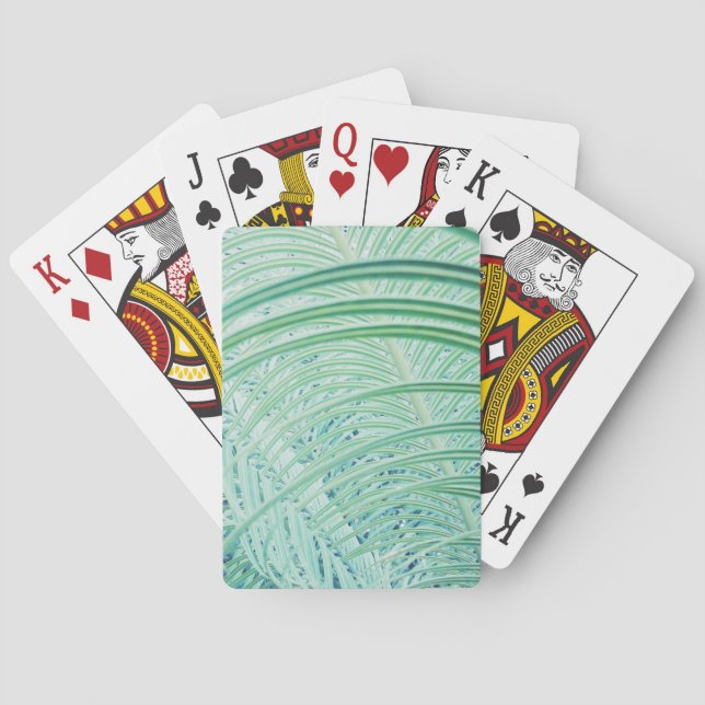 Soft Green Plant Palm Leaf Poker Cards (Back)