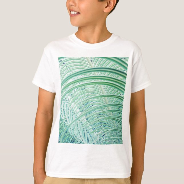 Soft Green Plant Palm Leaf T-Shirt (Front)
