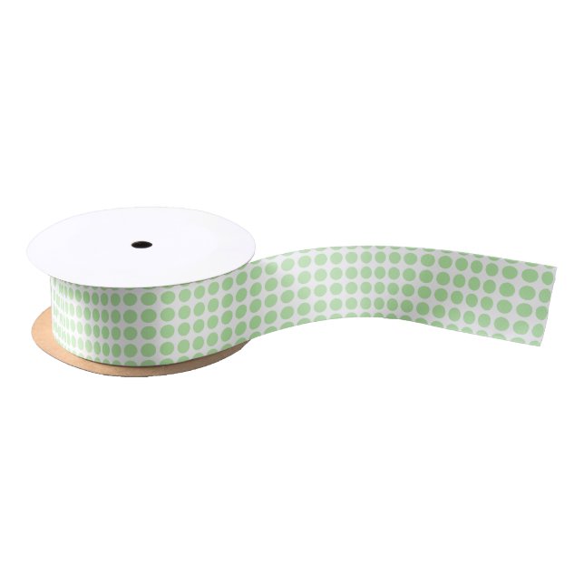 Soft Green Polka Dots Ribbon (Spool)