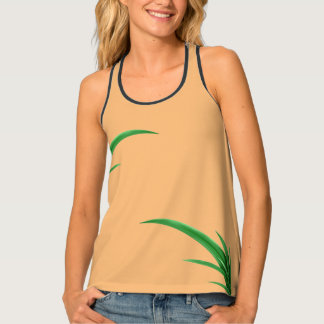 Soft Green Static Painted Grass Tufts Tank Top