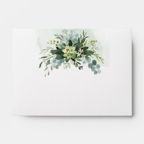 Soft Green Succulent Wedding Floral Botanical Pape Envelope