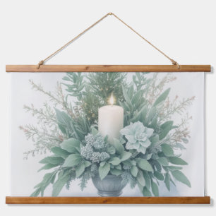 Soft Green Tones Christmas Candle Hanging Tapestry