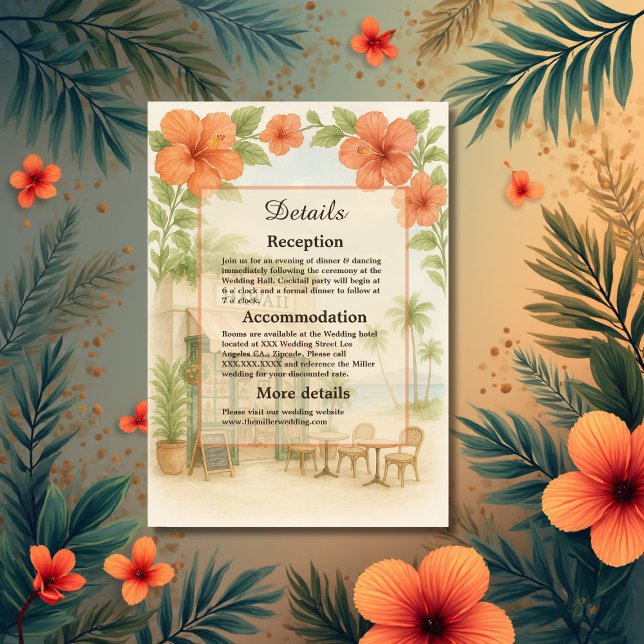 Soft Green Tropical Hawaii Destination Wedding Enclosure Card (Creator Uploaded)
