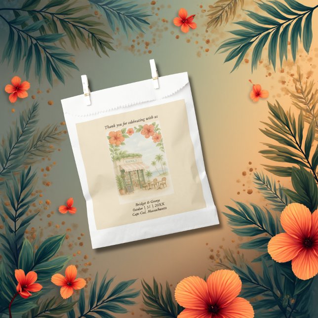 Soft Green Tropical Hawaii Destination Wedding Favor Bag (Creator Uploaded)