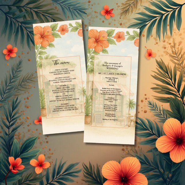 Soft Green Tropical Hawaii Destination Wedding  Program (Creator Uploaded)