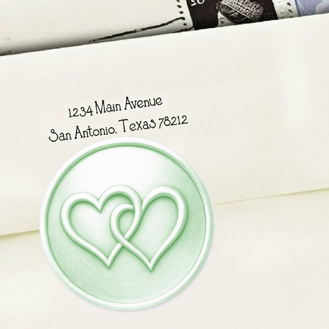 Soft Green Two Hearts Intertwined Wedding Classic Round Sticker (Creator Uploaded)