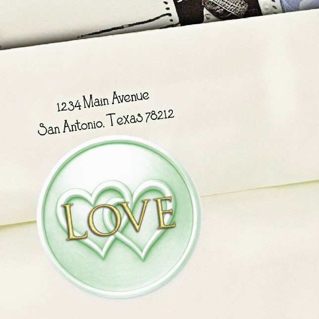 Soft Green Two Hearts Intertwined Wedding Classic Round Sticker (Creator Uploaded)