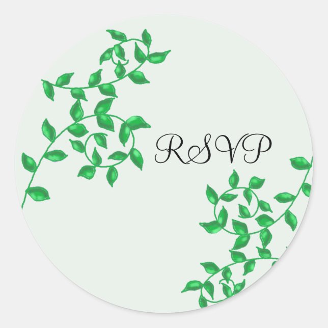 Soft Green Vines RSVP Classic Round Sticker (Front)