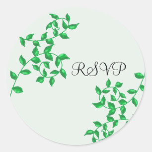 Soft Green Vines RSVP Classic Round Sticker
