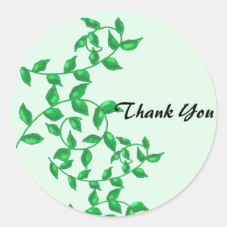 Soft Green Vines Thank You Classic Round Sticker