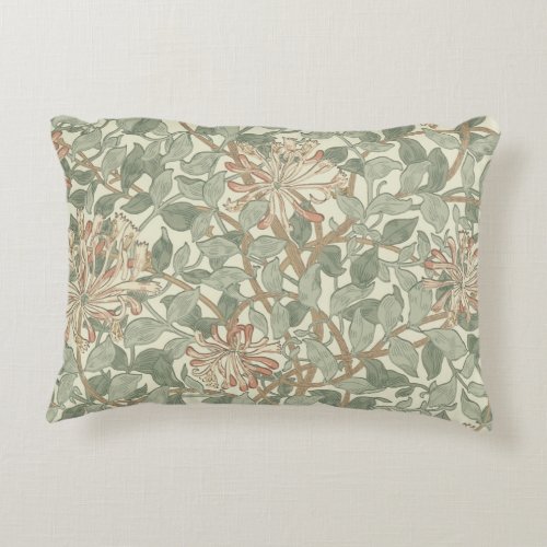 Soft Green Vintage William Morris Honeysuckle Accent Pillow