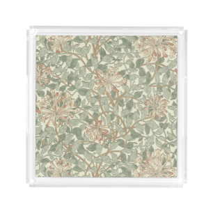 Soft Green Vintage William Morris Honeysuckle Acrylic Tray