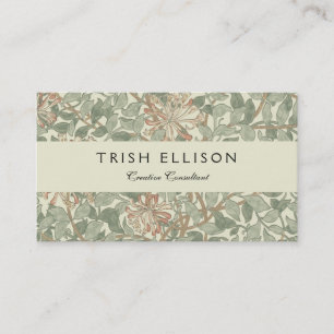 Soft Green Vintage William Morris Honeysuckle Business Card