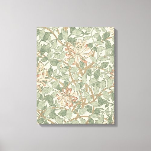 Soft Green Vintage William Morris Honeysuckle Canvas Print