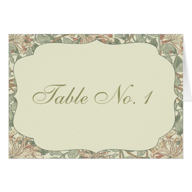 Soft Green Vintage William Morris Honeysuckle Cards (Front Horizontal)