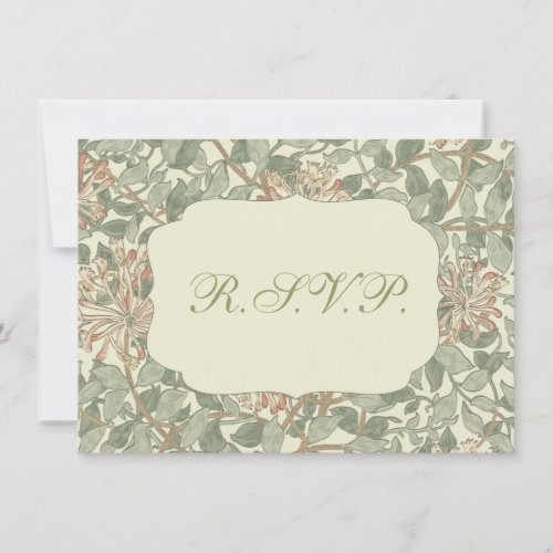 Soft Green Vintage William Morris Honeysuckle Invitation