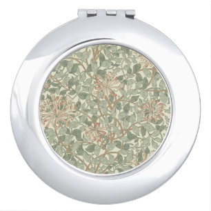 Soft Green Vintage William Morris Honeysuckle Mirror For Makeup