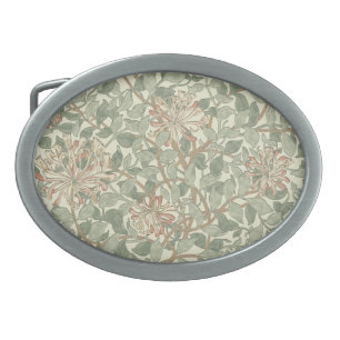 Soft Green Vintage William Morris Honeysuckle Oval Belt Buckle