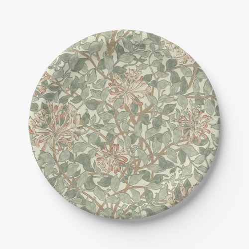 Soft Green Vintage William Morris Honeysuckle Paper Plates