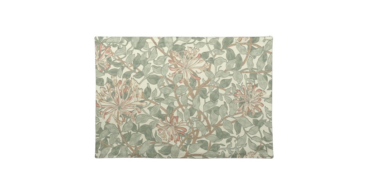 Soft Green Vintage William Morris Honeysuckle Placemat Zazzle