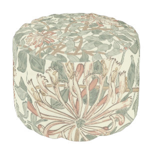 Soft Green Vintage William Morris Honeysuckle Pouf