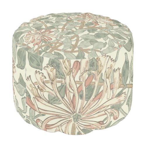 Soft Green Vintage William Morris Honeysuckle Pouf