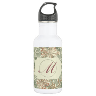 Soft Green Vintage William Morris Honeysuckle Stainless Steel Water Bottle